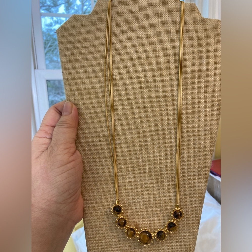 Talbots Multi Chains Necklace with Tigers Eye‎ Stones - Picture 8 of 8